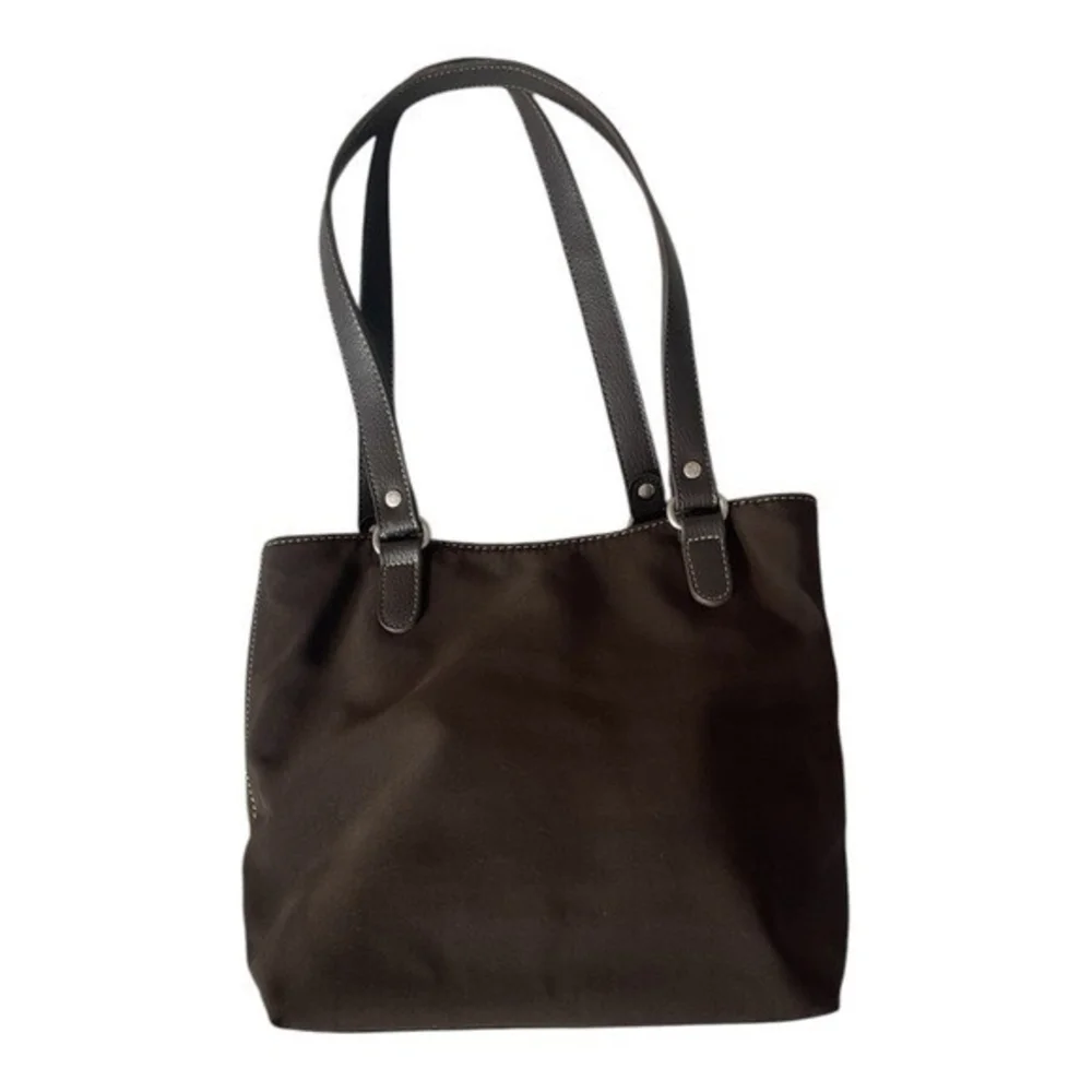 Esprit Women’s Brown Leather Nylon Tote Bag Handbag Shoulder Bag